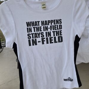 Daytona White and Black Women's Short Sleeve Tee